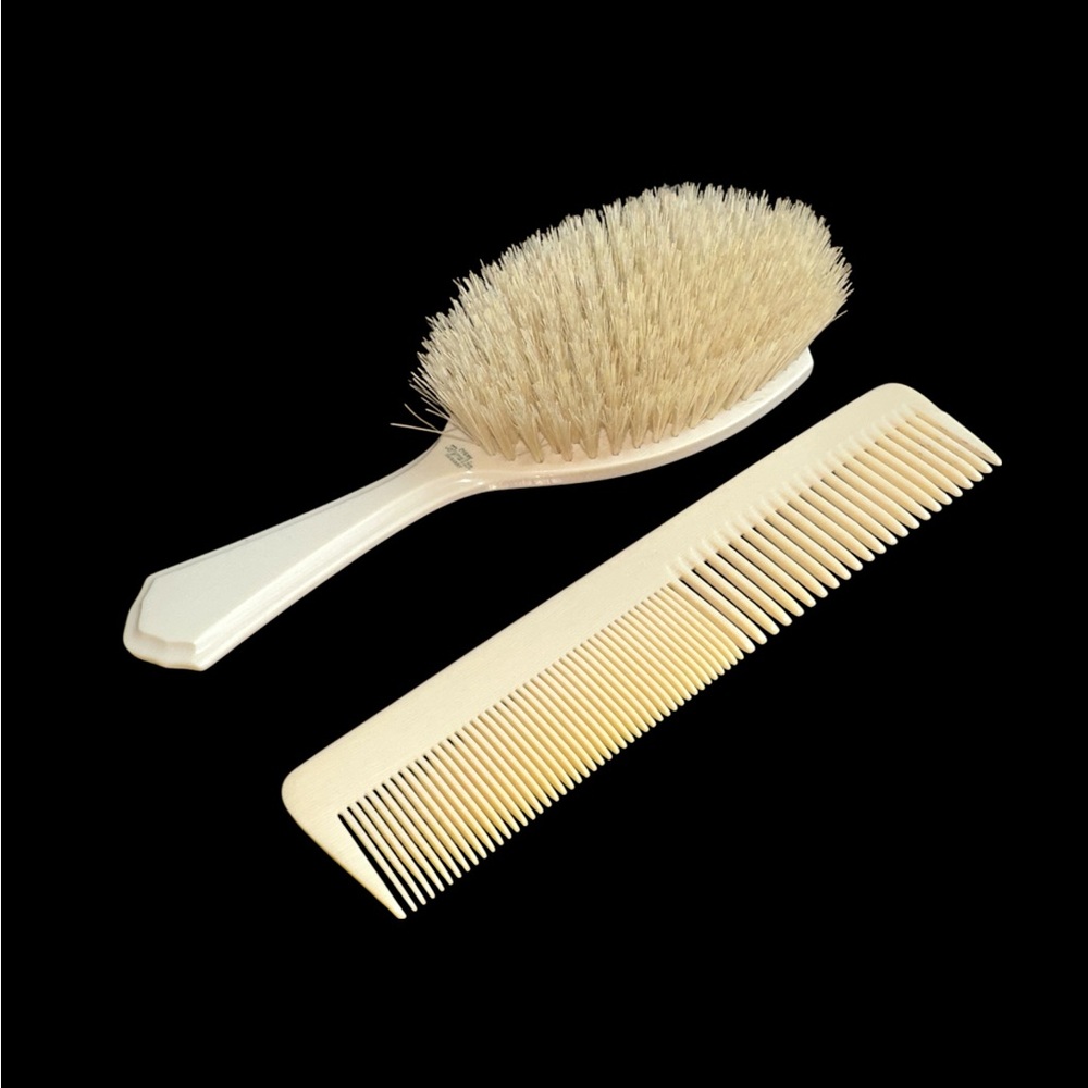 Vtg Dubarry Pyralin Celluloid Hair Brush and Comb Art Deco Look Vanity Boudior
